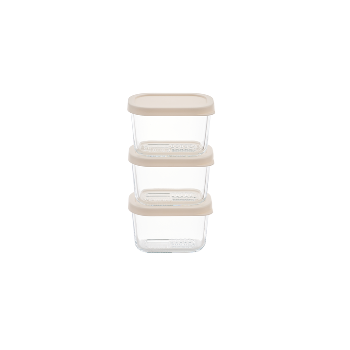 Container Culture 6-Piece Airtight Glass Food Storage Containers with Lids, 3 x 10.5oz - Vanilla Mist-0