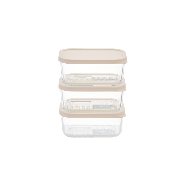 Container Culture 6-Piece Airtight Glass Food Storage Containers with Lids, 3 x 25.4oz - Vanilla Mist-0