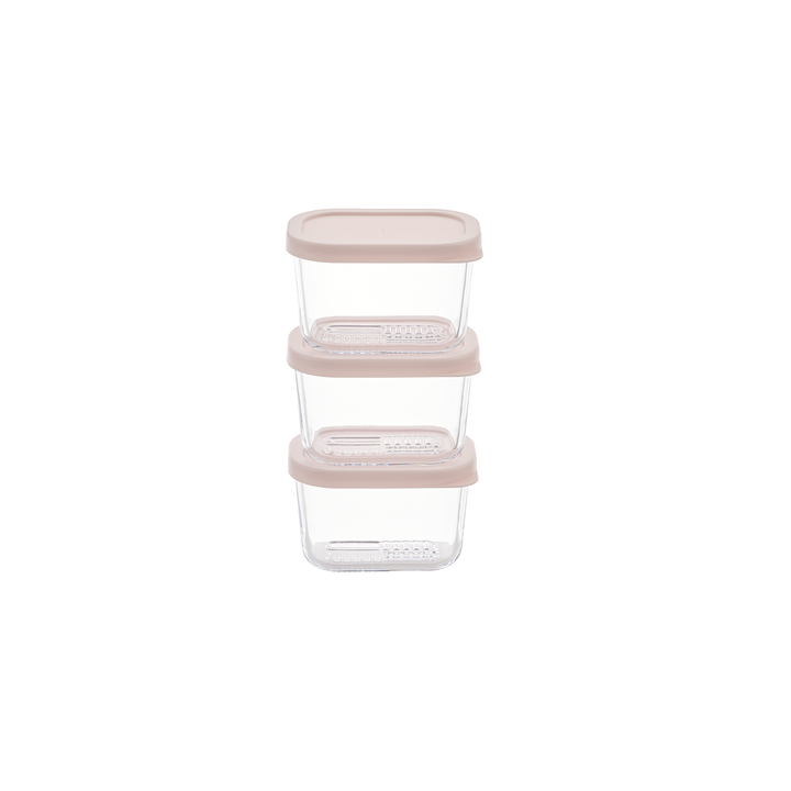 Container Culture 6-Piece Airtight Glass Food Storage Containers with Lids, 3 x 10.5oz - Berry Blush-0