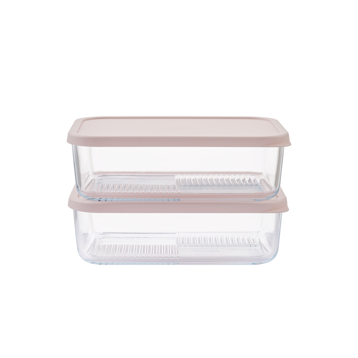 Container Culture 4-Piece Airtight Glass Food Storage Containers with Lids, 2 x 57.5oz - Berry Blush-0