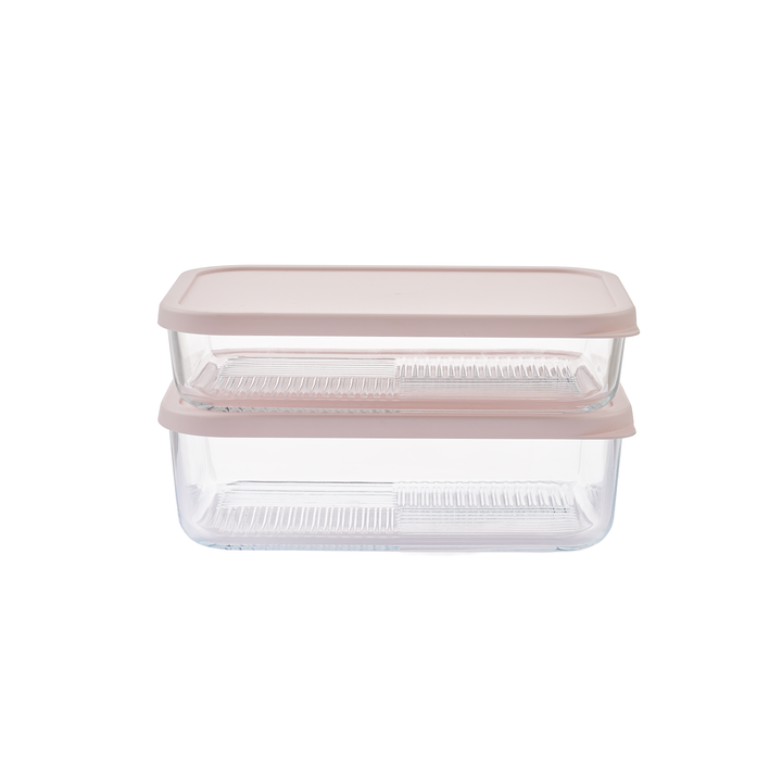 Container Culture 4-Piece Airtight Glass Food Storage Set with Lids, 40.57oz & 57.5oz Mixed Sizes - Berry Blush-0