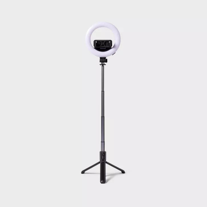 Tripod Selfie Stick with LED Ring Light - heyday™ Black: Ball Head, Plastic 69