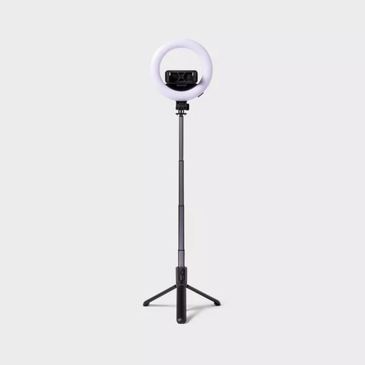 Tripod Selfie Stick with LED Ring Light - heyday™ Black: Ball Head, Plastic 69