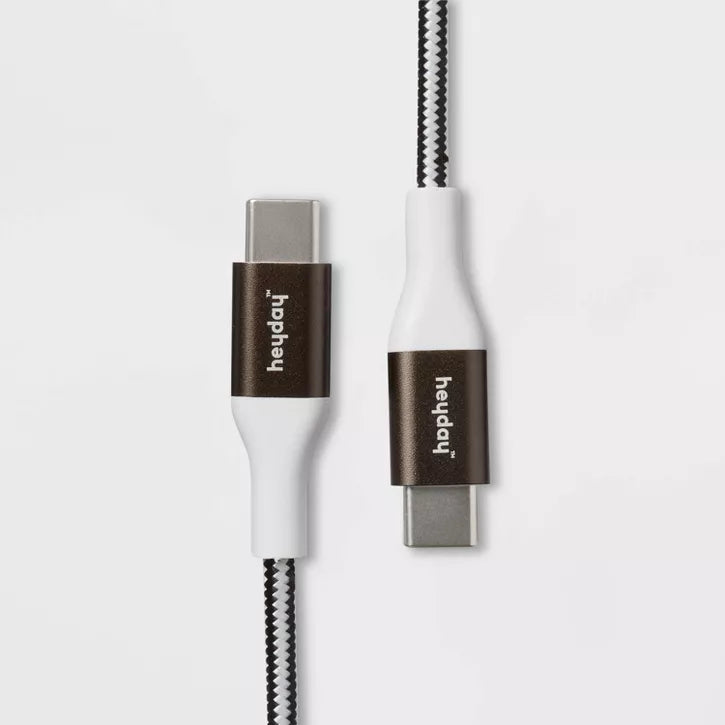 heyday 6’ Lighing to USB-C Braided Charging Cable - Black/Gray 102a