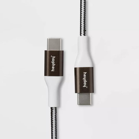 heyday 6’ Lighing to USB-C Braided Charging Cable - Black/Gray 102a