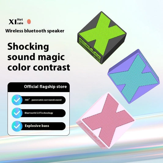 X1 Portable Mini Wireless for Bluetooth Speaker Subwoofer Hands-Free Voice Control Battery Party-Friendly Gift Box for Home/Outdoor