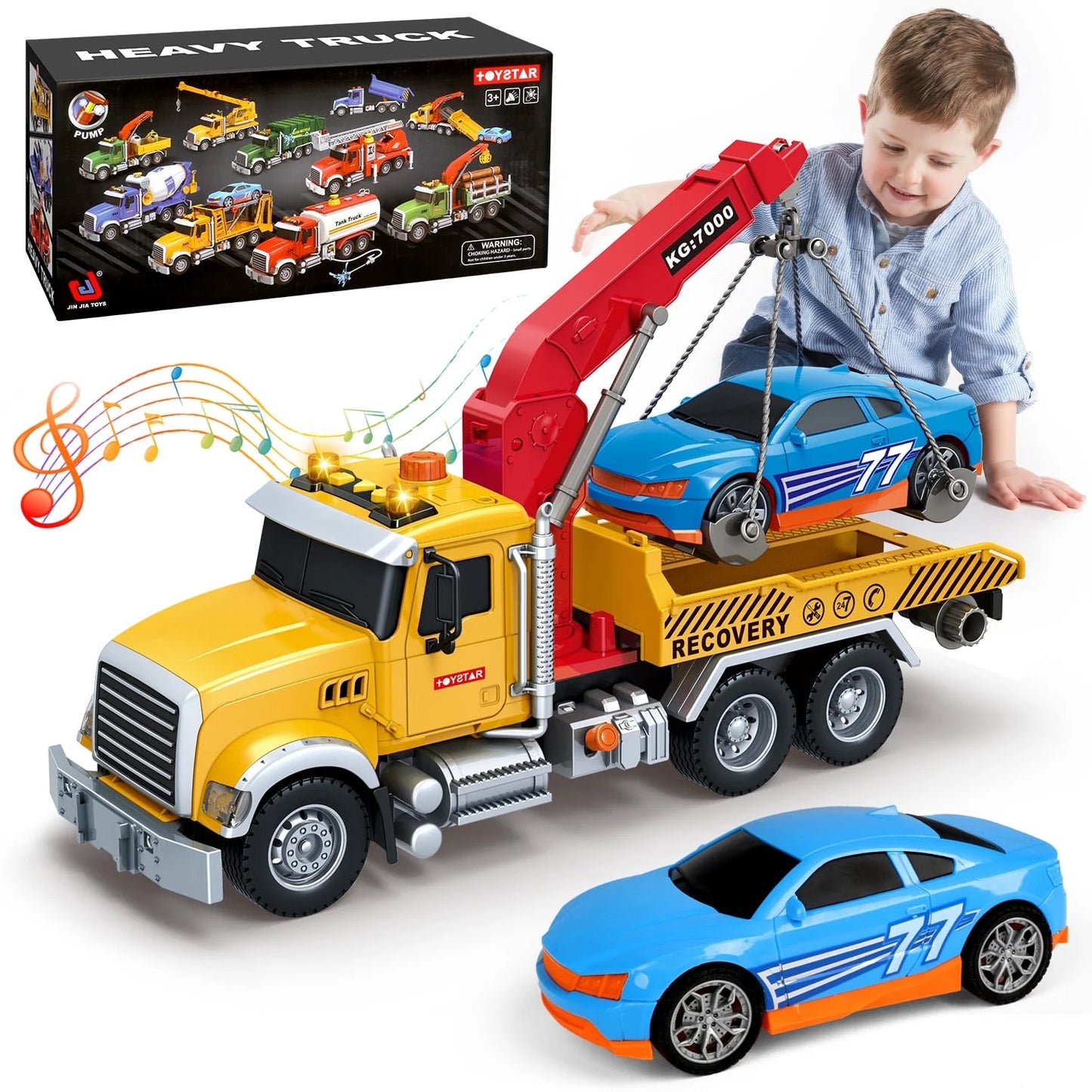 TOYSTAR Kids Tow Truck Toys, 15" Large Toddler Car Toys 88