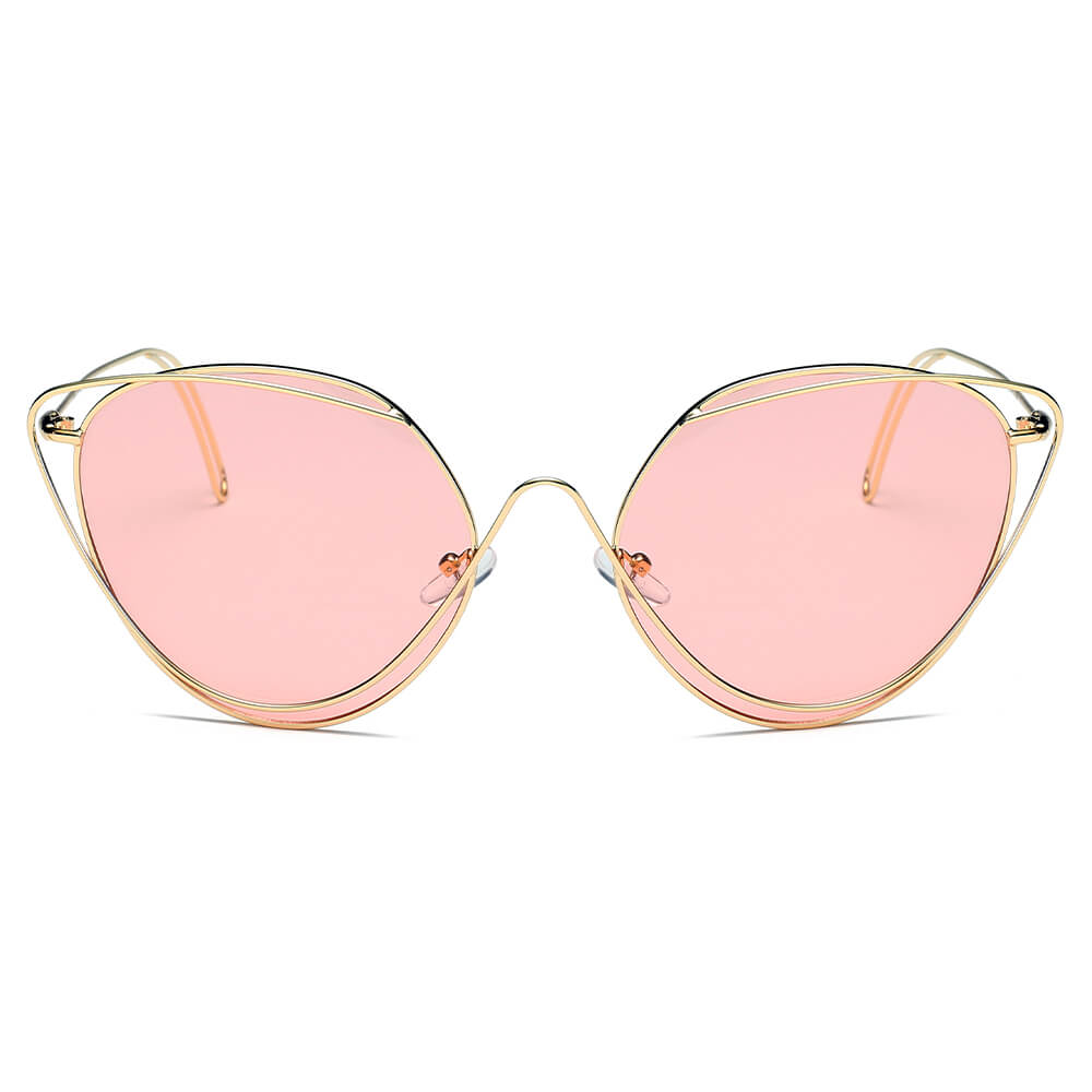 LISLE | Women Fashion Round Wire Art Cat Eye Sunglasses