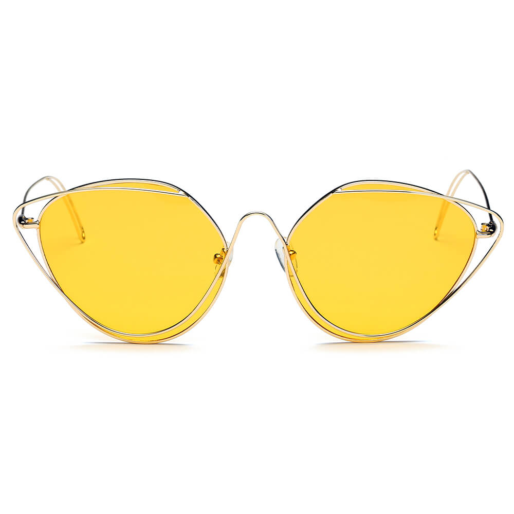 LISLE | Women Fashion Round Wire Art Cat Eye Sunglasses