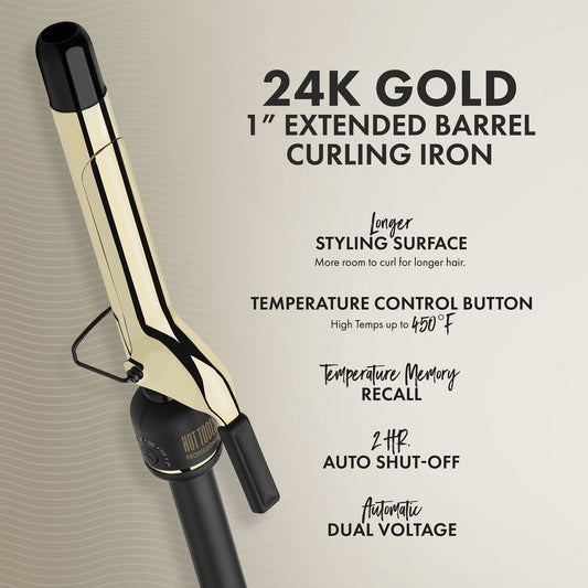 24K Gold Extended Barrel Curling Iron 17