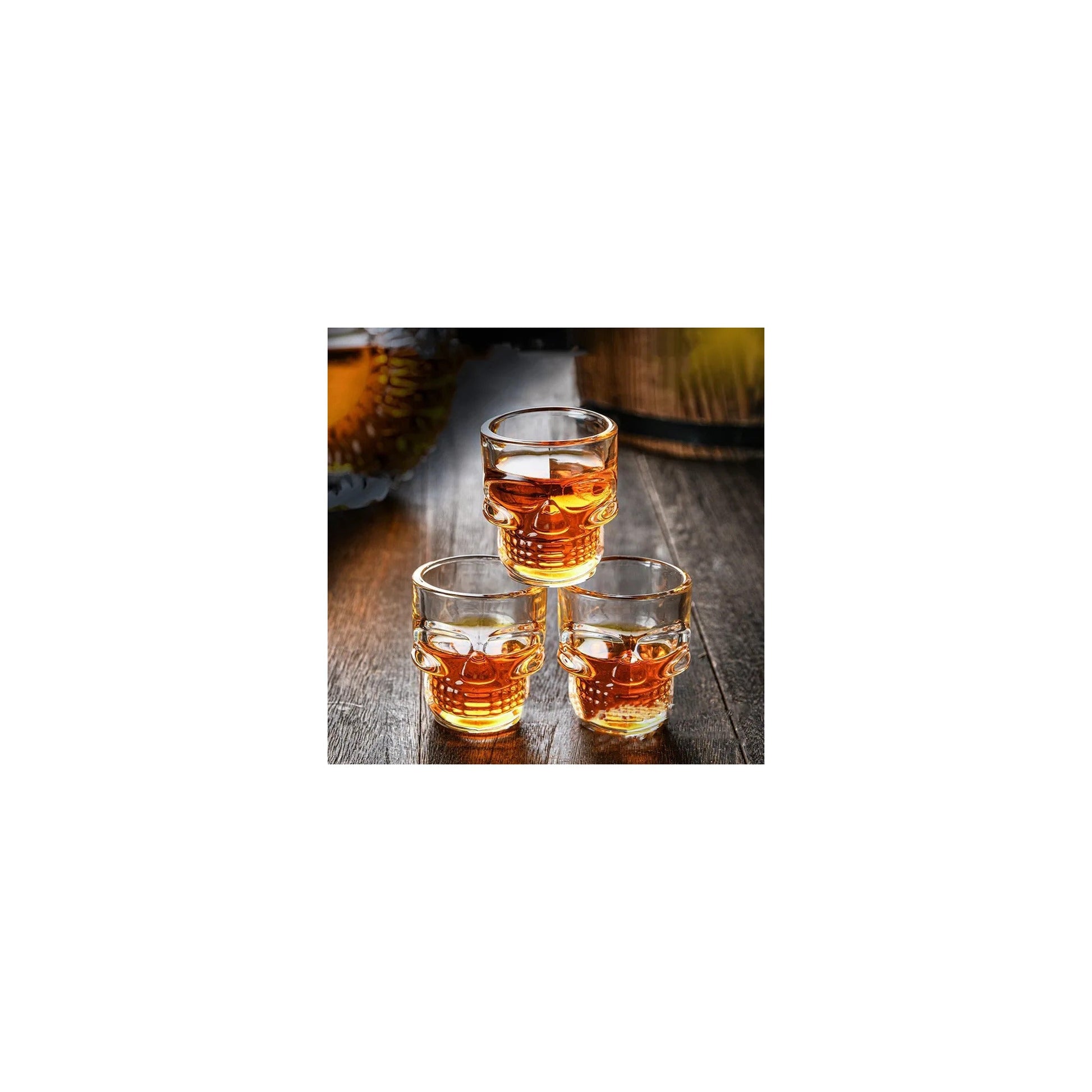 Set of 6 Skull Shot Glasses – 1.75 oz Glass Novelty Drinkware for Halloween Parties, Cocktail Bars & Home Decor-2