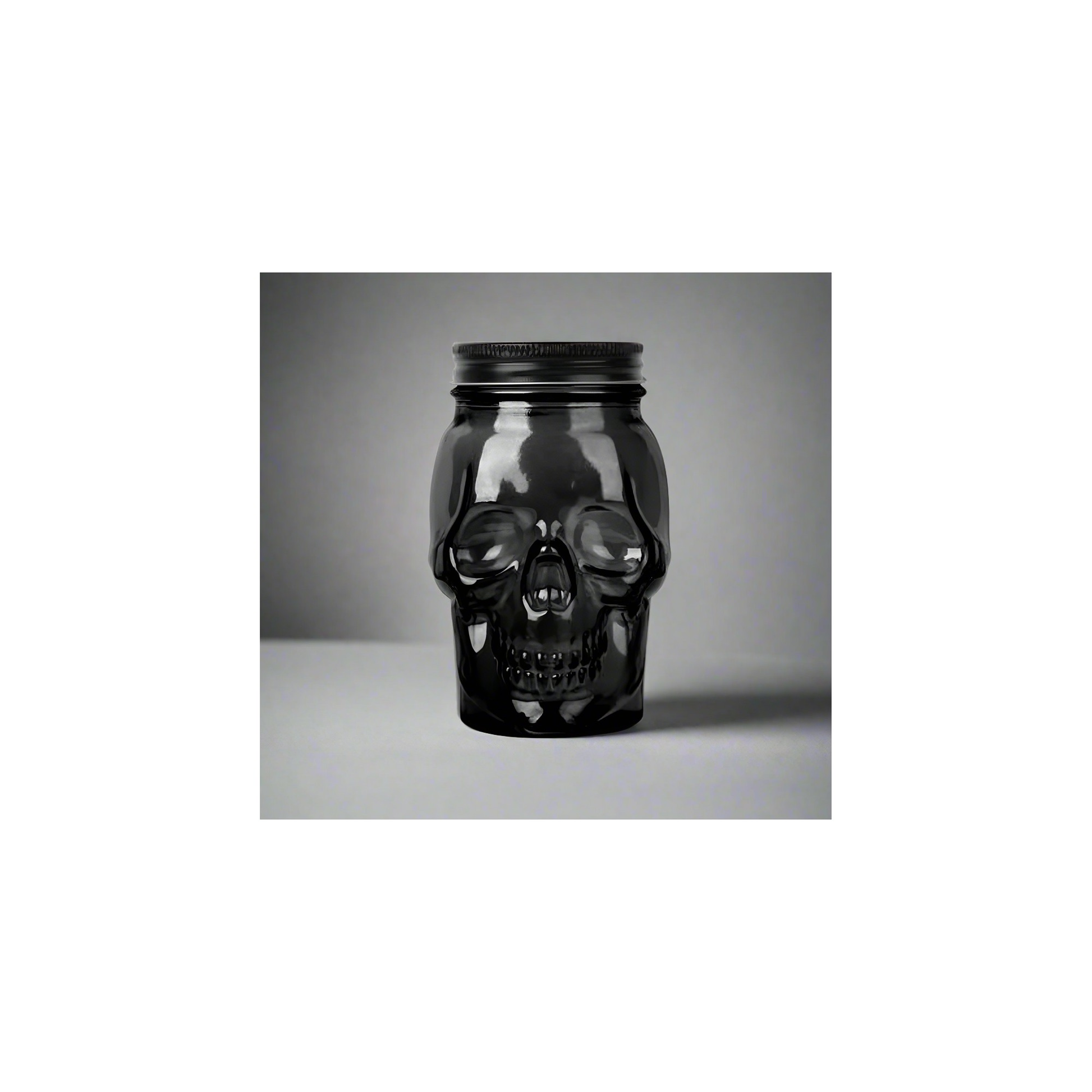 Skull Mason Jar with Lid, 4-Piece Set (2 skull Mason Jars & 2 Lids) 16oz, Black-3