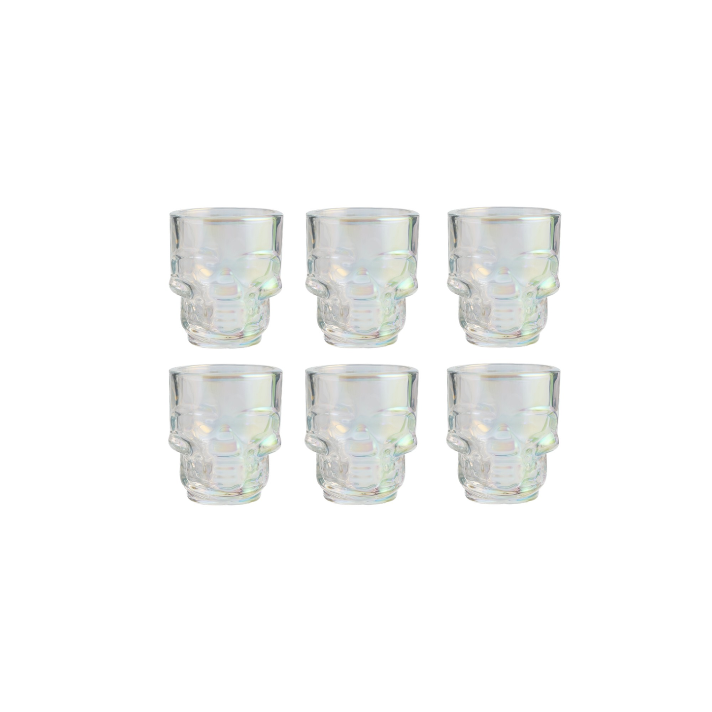 Set of 6 Skull Shot Glasses – 1.75 oz Glass Novelty Drinkware for Halloween Parties, Cocktail Bars & Home Decor-2