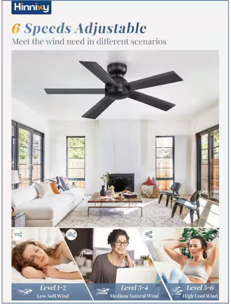 42 in. Ceiling Fan Without Light with Remote Control Included 42