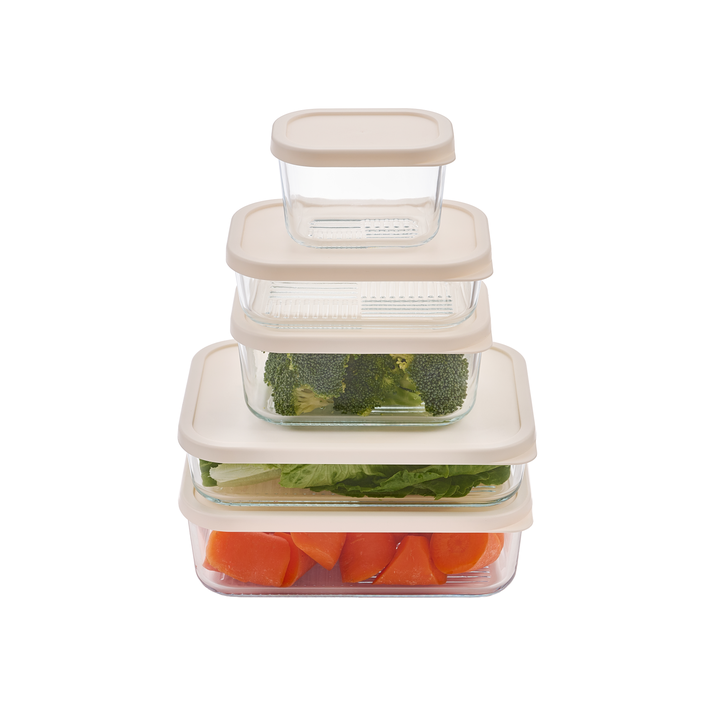 Container Culture 6-Piece Airtight Glass Food Storage Set with Lids, 25.35oz & 40.57oz Mixed Sizes - Vanilla Mist-3