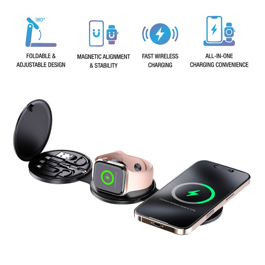 Smart Power & Productivity Bundle: 3-in-1 LED Desk Lamp & 5-in-1 Wireless Charging Station