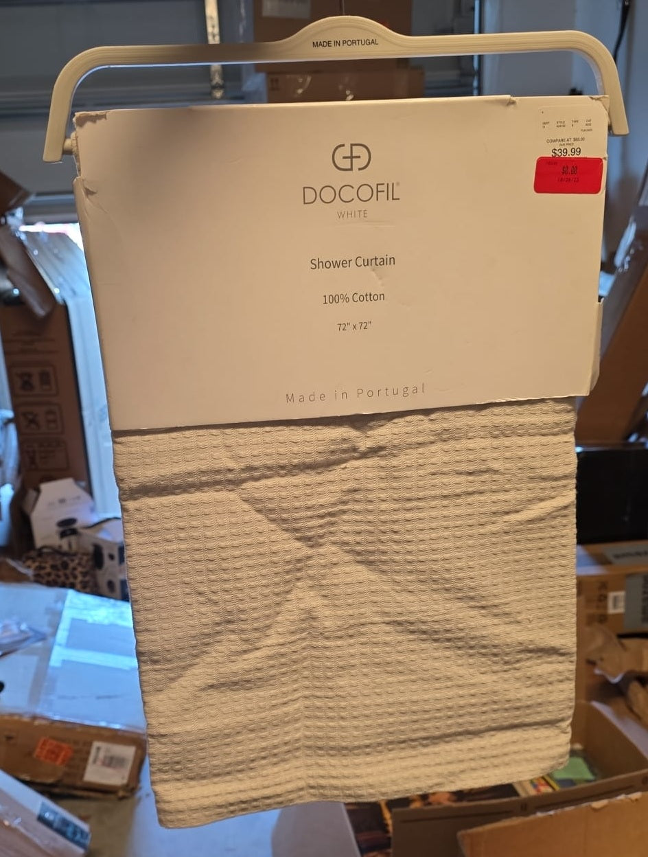 Docofil White Shower Curtain 100% Cotton 43