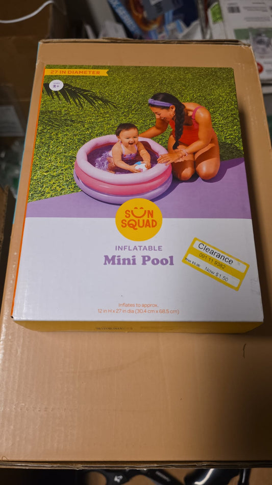 Sun Squad Inflatable Mini Pool Kiddie Splash Water Toy 27 Inch 102a