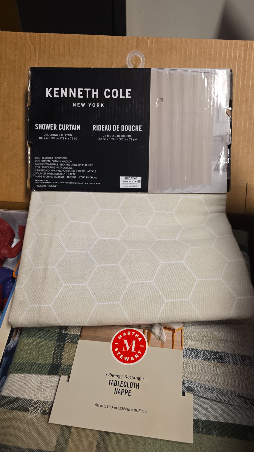 Kenneth Cole Shower Curtain Beige Tan White 72 x 72 35