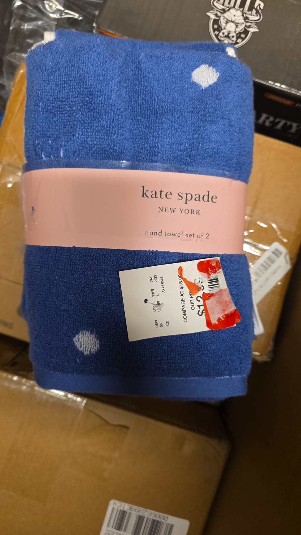 Kate Spade New York Blue And White Polka Dot Cotton Hand Towels Set Of 2 52