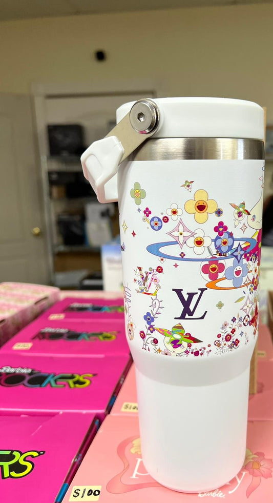Stanley The IceFlow™ Flip Straw Tumbler 30 oz. Custom Floral LV Logo Design