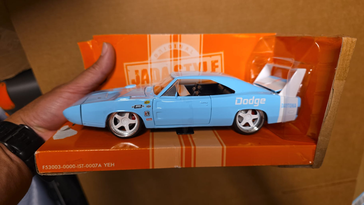 1969 Dodge Charger Daytona Light Blue with White "Bigtime Muscle" Series 1/24 Diecast Model Car by Jada 68