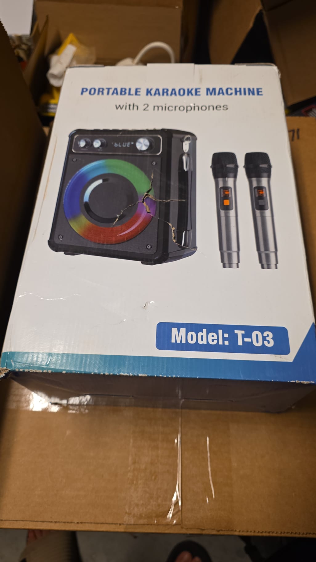 Portable Karaoke Machine with 2 Wireless Microphones Model T-03 82