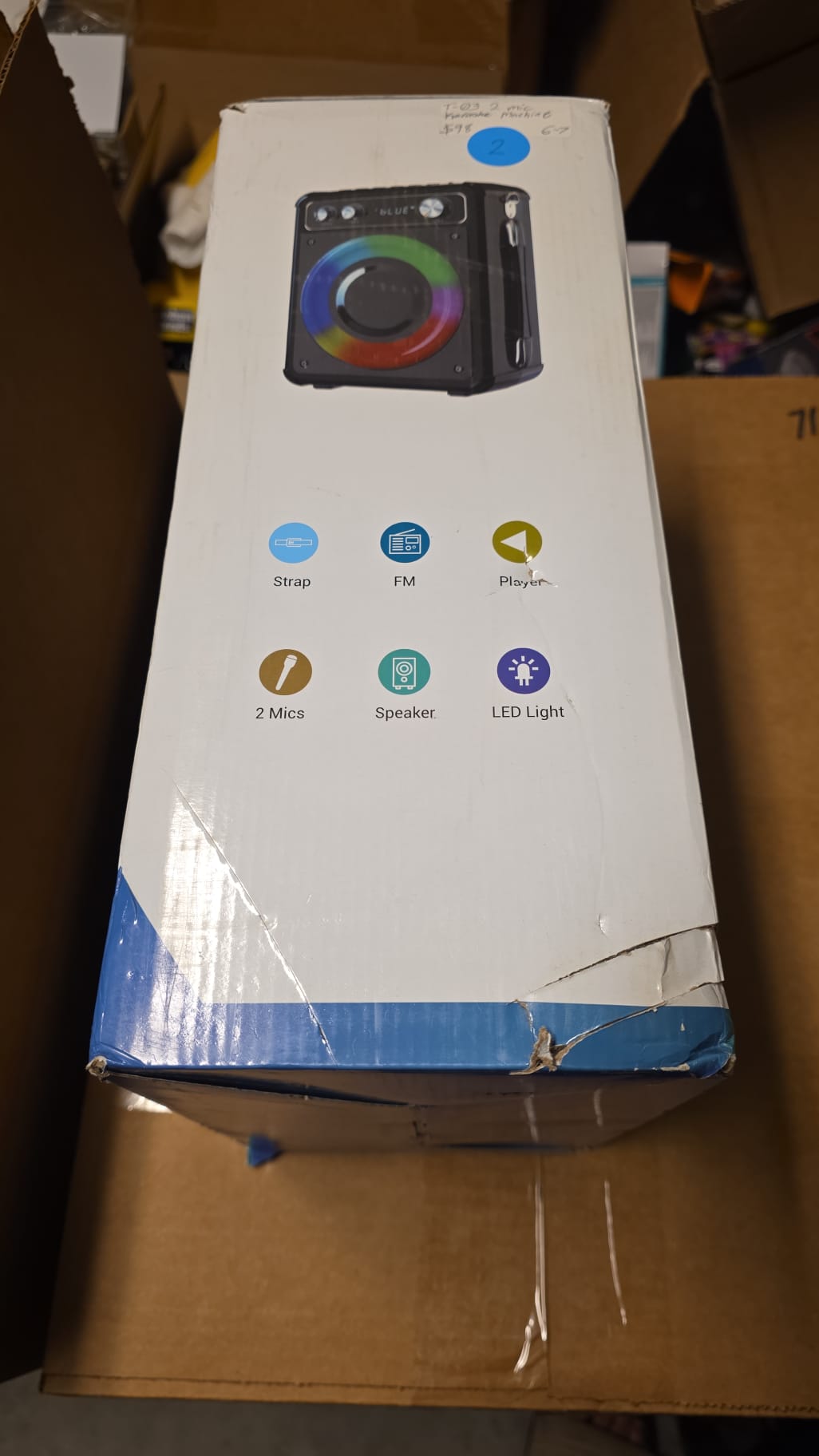 Portable Karaoke Machine with 2 Wireless Microphones Model T-03 82