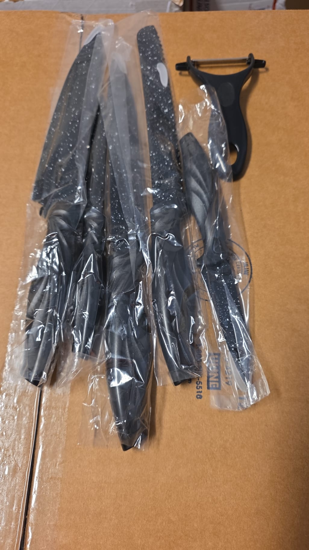 Black Speckled Marble Coated Non-Stick 6 Piece Knife Set 90