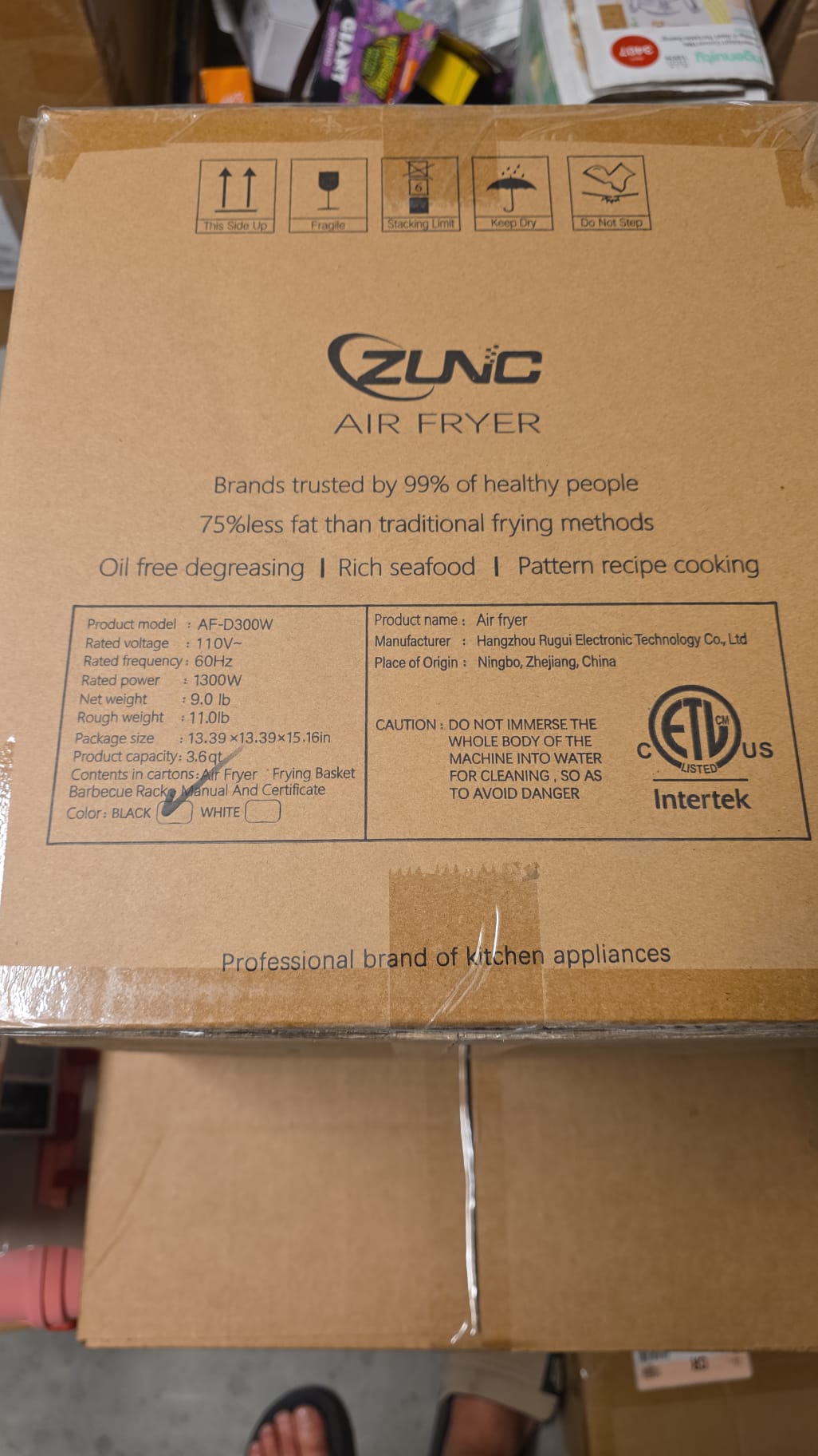 ZUNC Air Fryer 3.6Q AF-D300W Black 95-97
