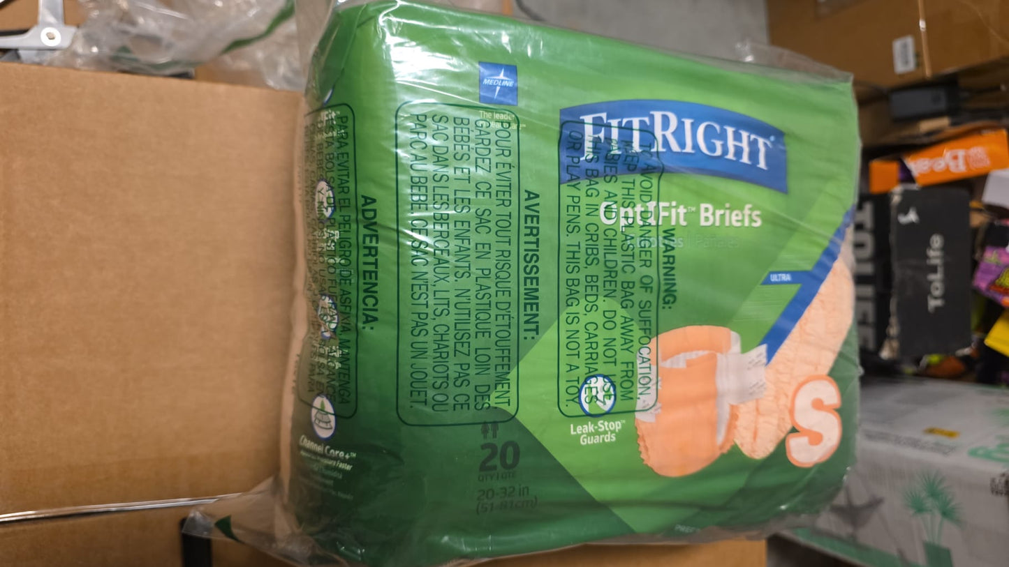 FitRight OptiFit Ultra Incontinence Briefs Unisex Heavy Absorbency S 20in-32in 20Ct 101