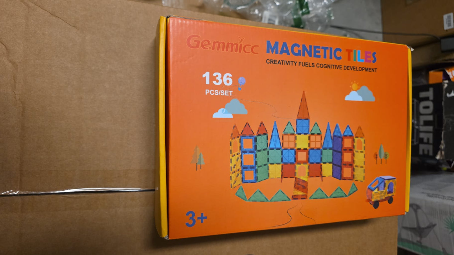 Gemmicc Magnetic Tiles Deluxe 136 PCS Building Blocks Magnet Toys 102