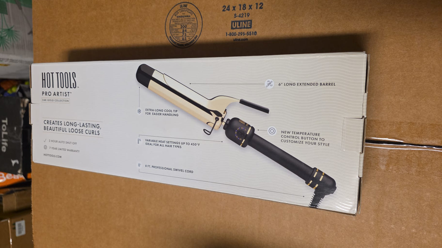 HOT Tools 24K Gold Professional 1 1/2" Extended Barrel Curling Iron with Clamp 102