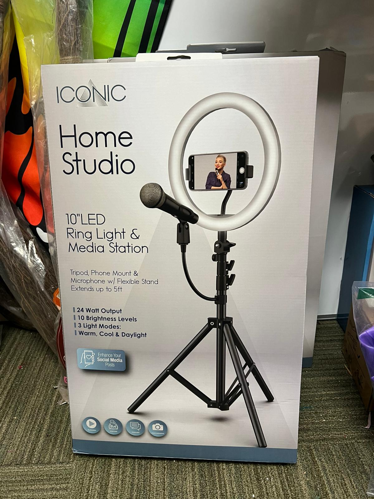 Iconic Home Studio 10" LED Ring Light & Media Station