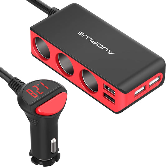 AUOPLUS 120W 3 Socket Cigarette Lighter Splitter Car Charger Adapter 31