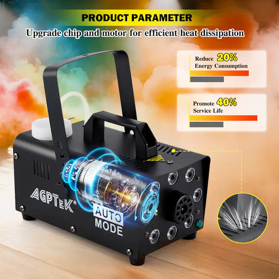 AGPtek - 500W Fog Machine with 13 Colorful LED Lights Effect for Wedding, Halloween, Party 88