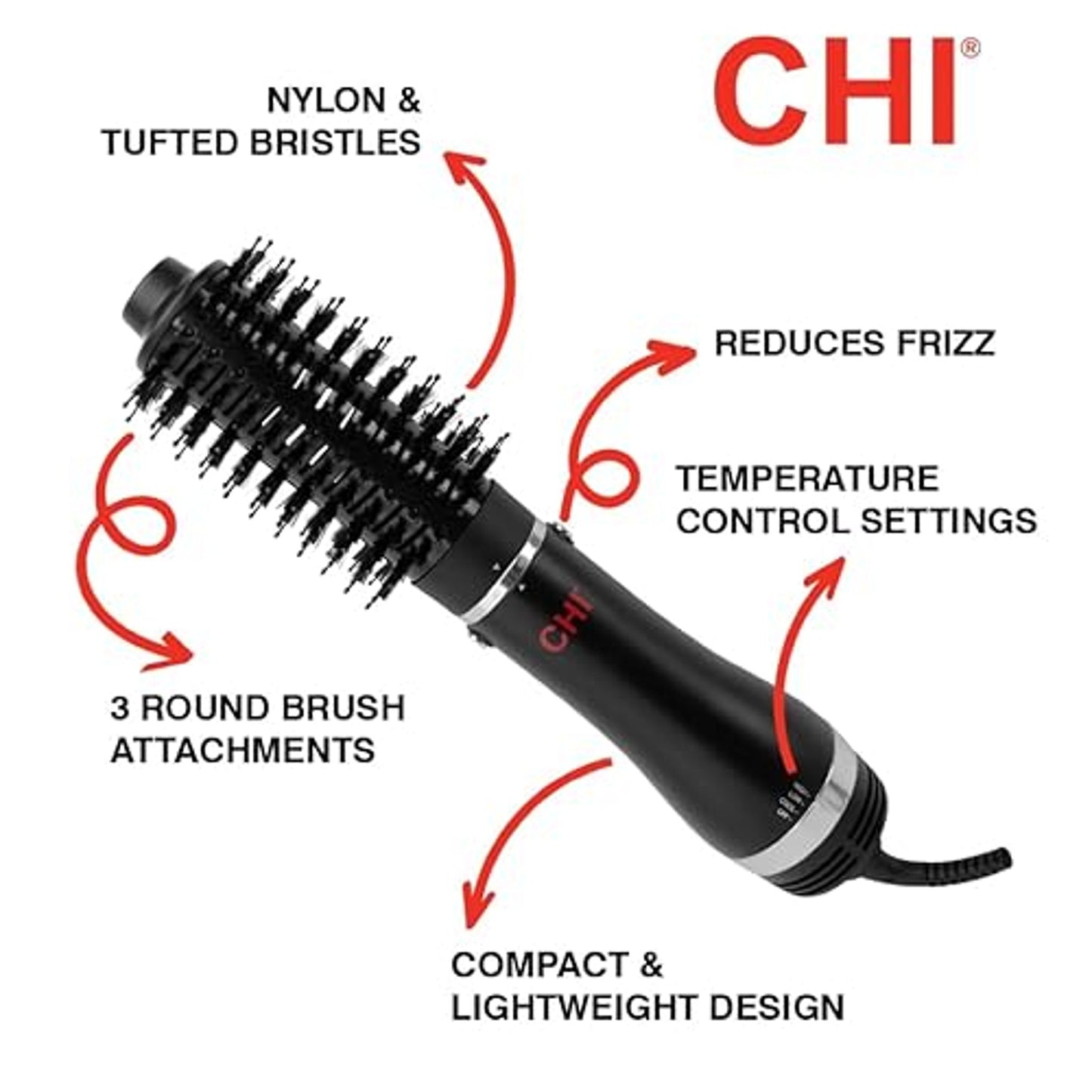 Chi 3-in-1 Round Blowout Brush with Adjustable Heat