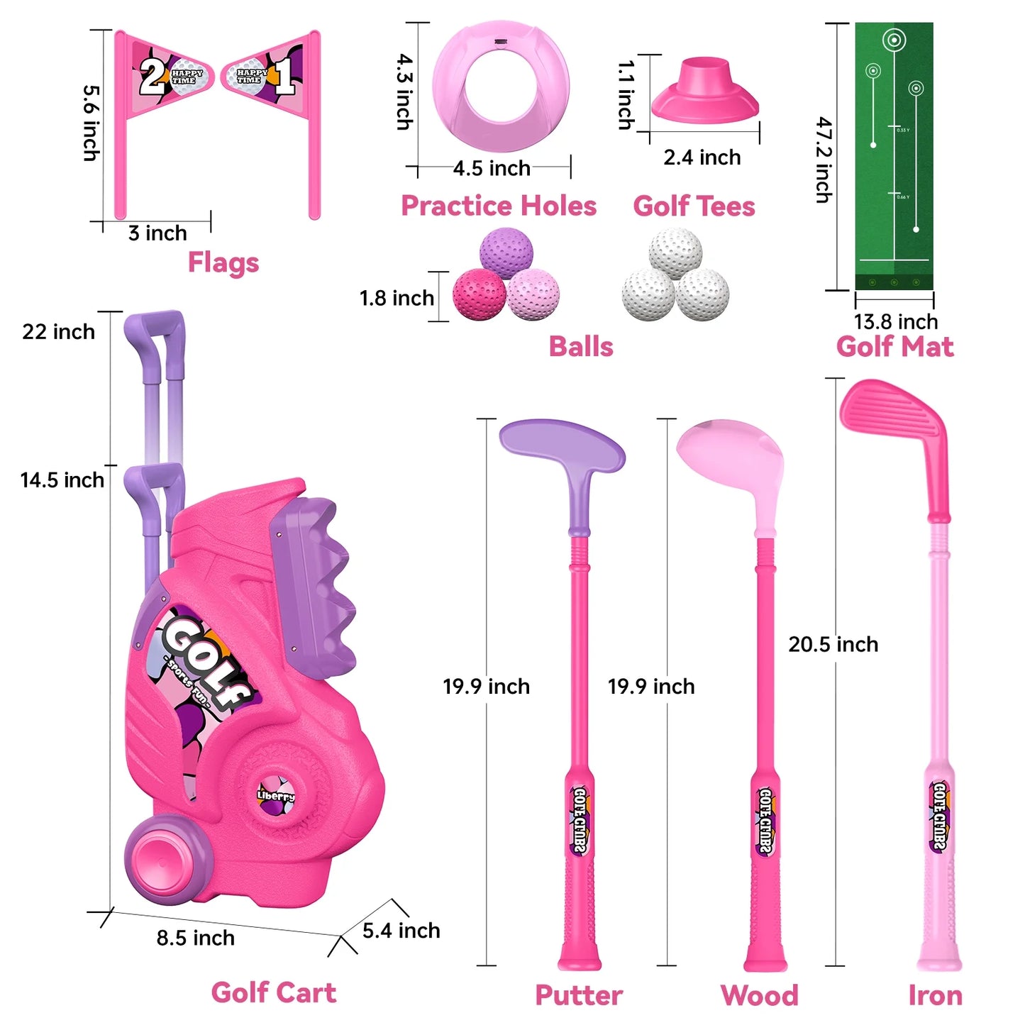 Liberry Toddler Golf Set with Putting Mat 100