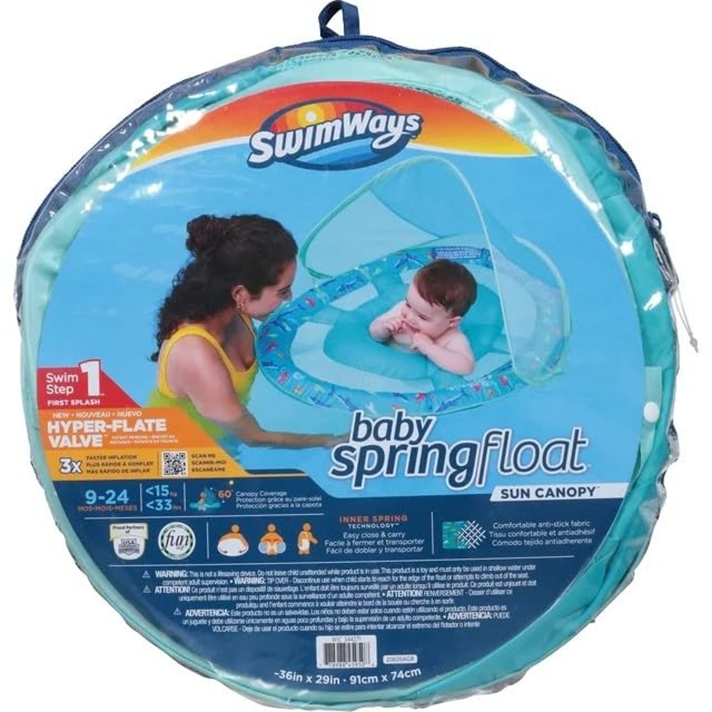 Swimways Sun Canopy Spring Float Shark with Hyper-Flate Valve