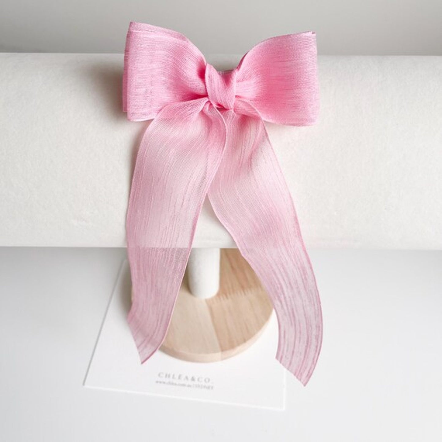 A New Day Abstract Silk Bow Hair Twister - Pink