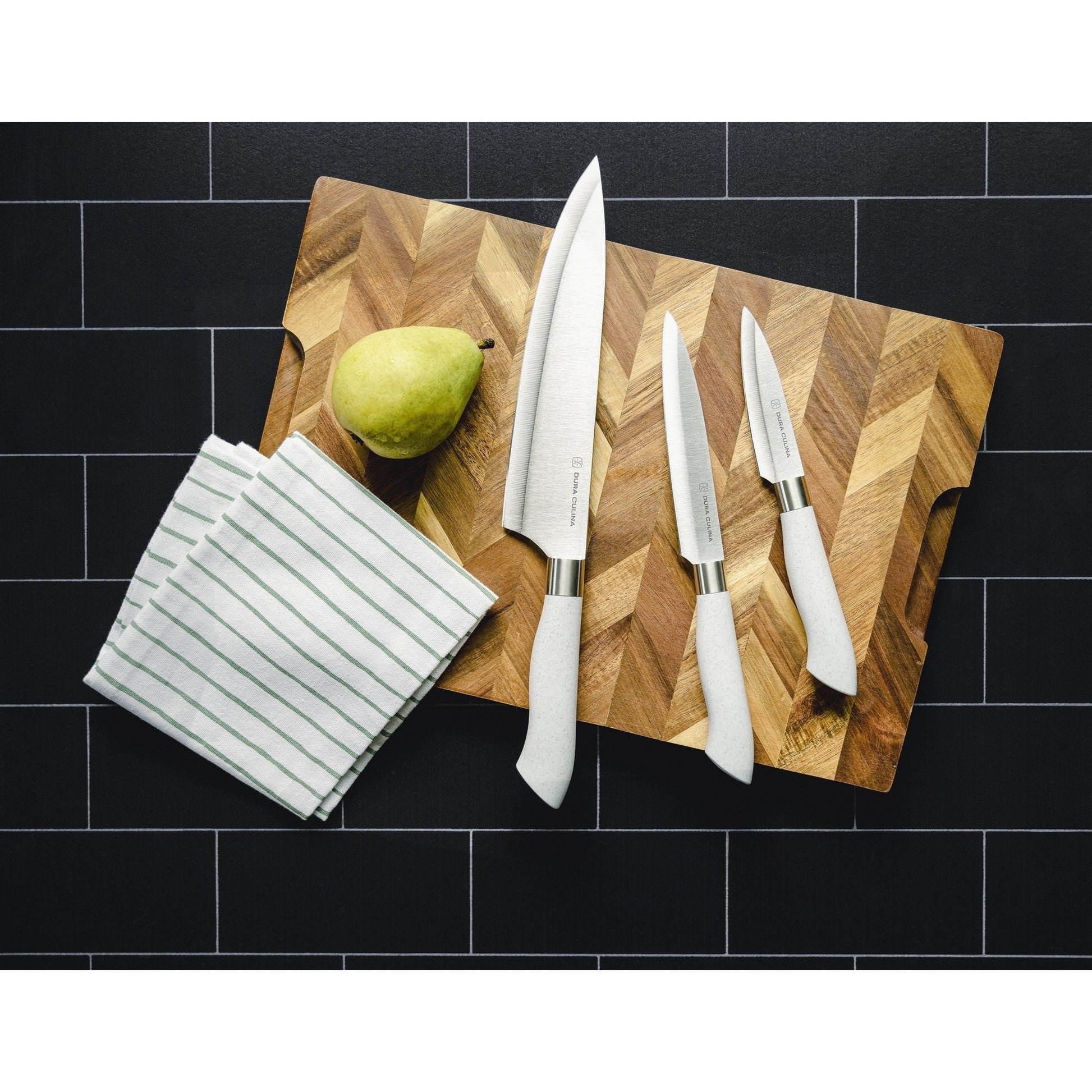 EcoCut 3 Piece Kitchen Knife Set With Blade Guards, Grey-1