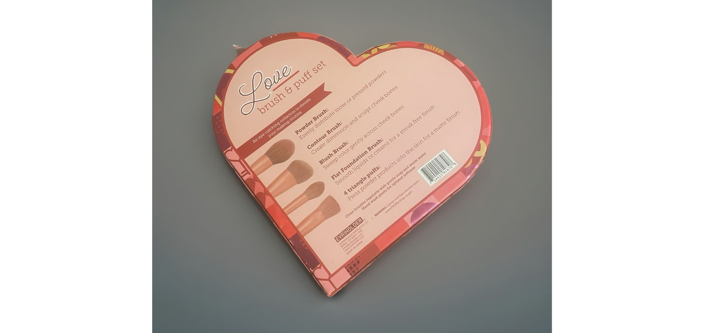 EVRIHOLDER Love Brush And Puff Makeup Tool Valentines Heart Accessory 8 Piece Set 37