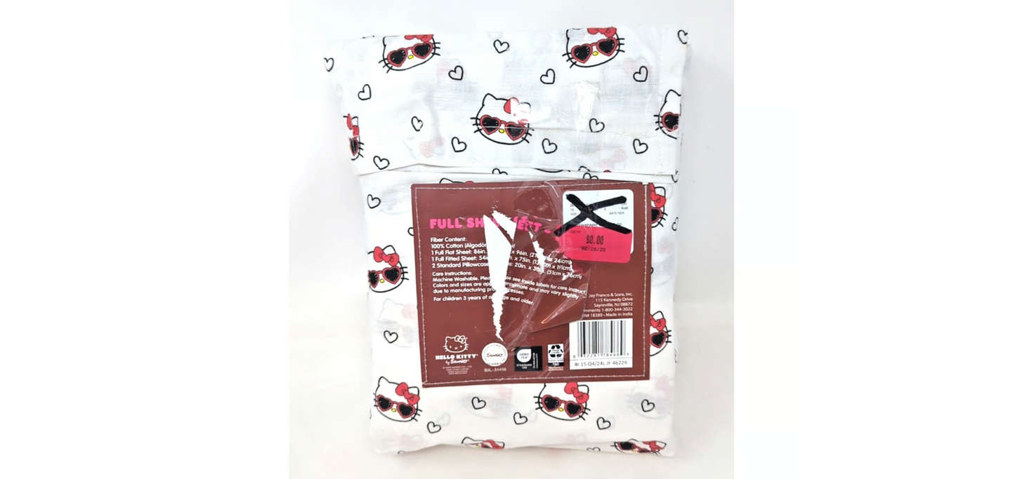 Sanrio Hello Kitty And Friends Valentine's Day Queen Sheet Set Sunglasses Hearts Sheets 39
