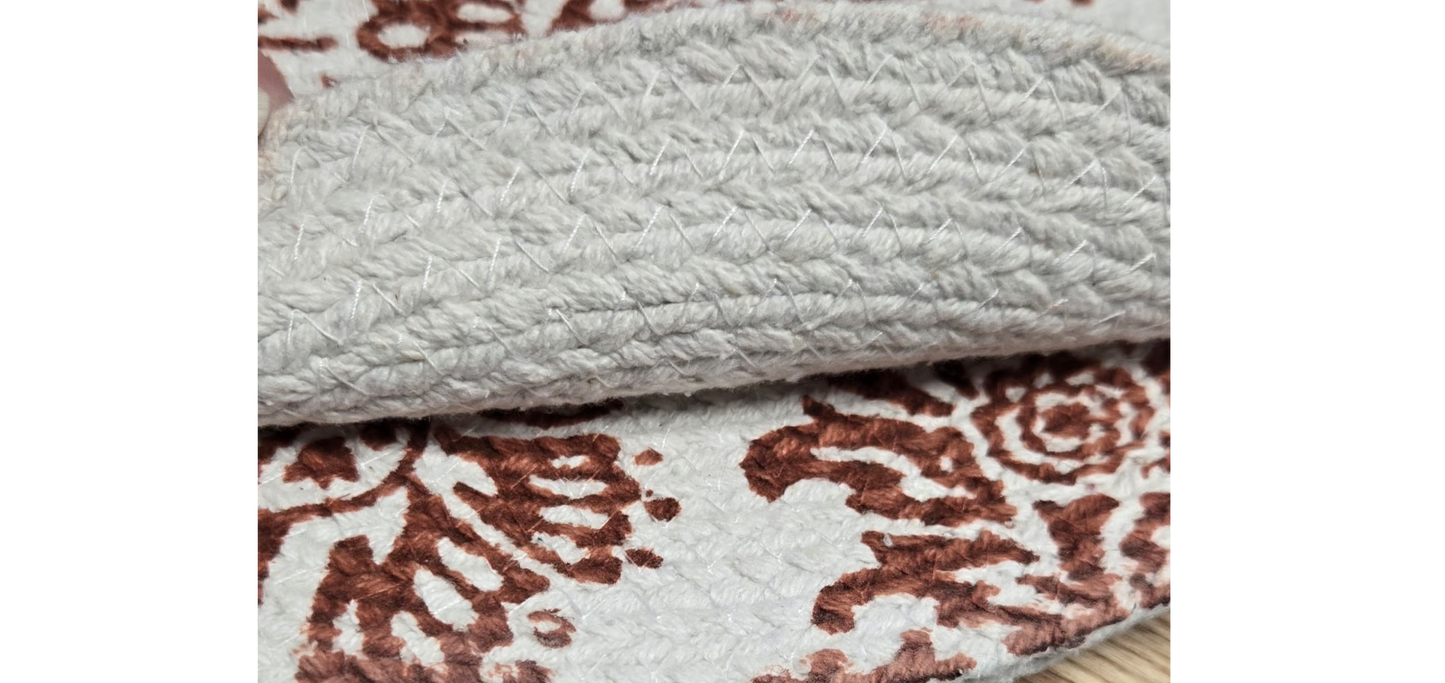 Bella Caronia Placemats Set Of 4 Woven Round White With Brown Paisley Print 15" 43