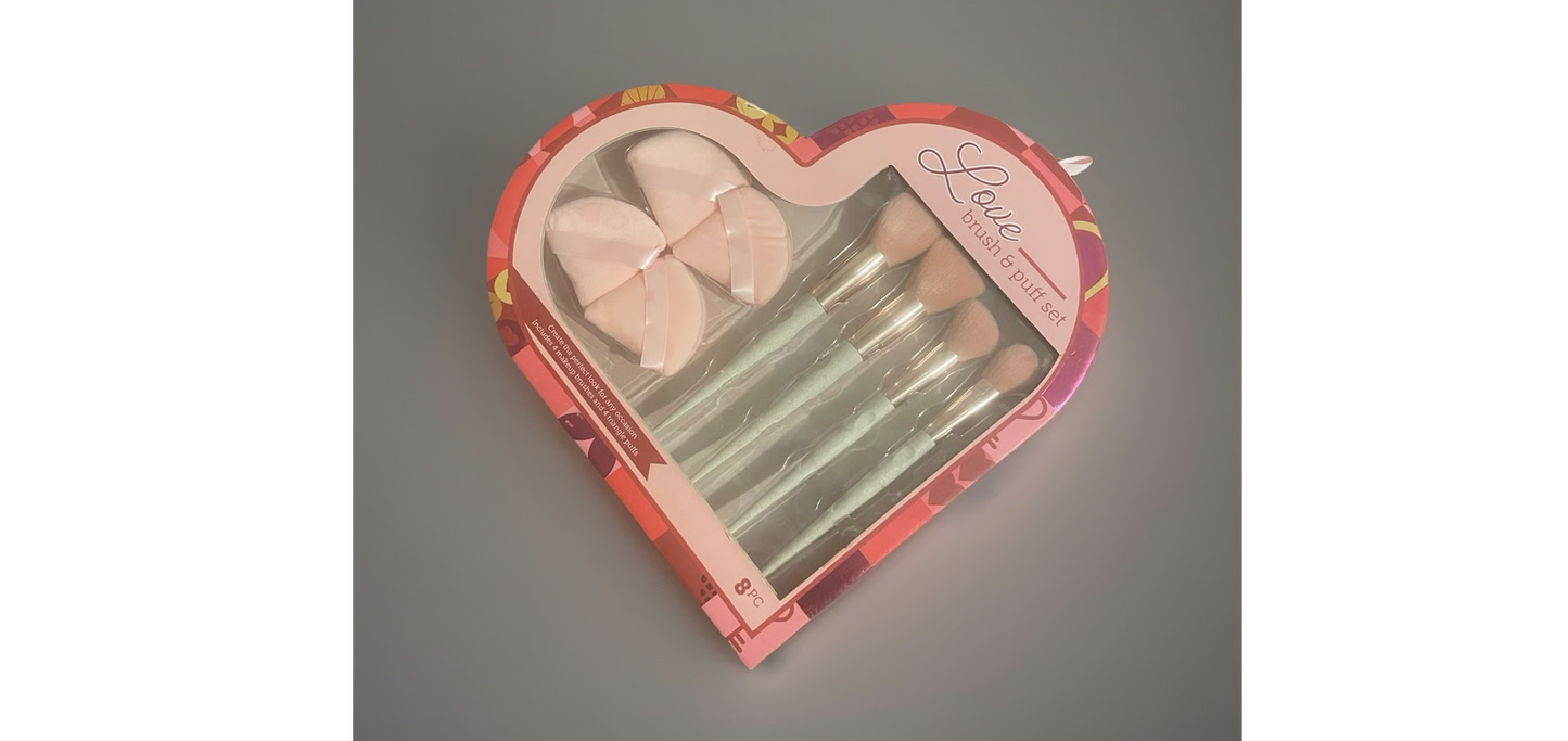 EVRIHOLDER Love Brush And Puff Makeup Tool Valentines Heart Accessory 8 Piece Set 37