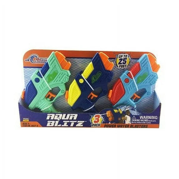 Prime Time Aqua Blitz Water Blasters, 3pk, Red/Blue/Green 102a