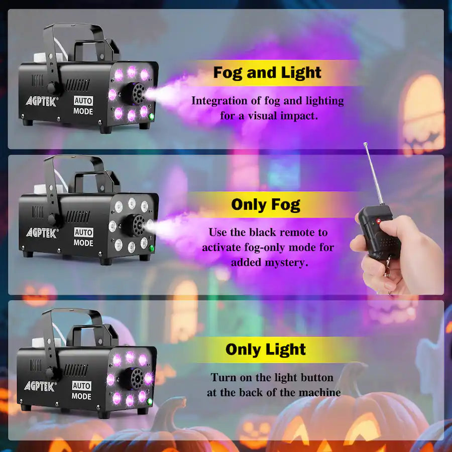 AGPtek - 500W Fog Machine with 13 Colorful LED Lights Effect for Wedding, Halloween, Party 88