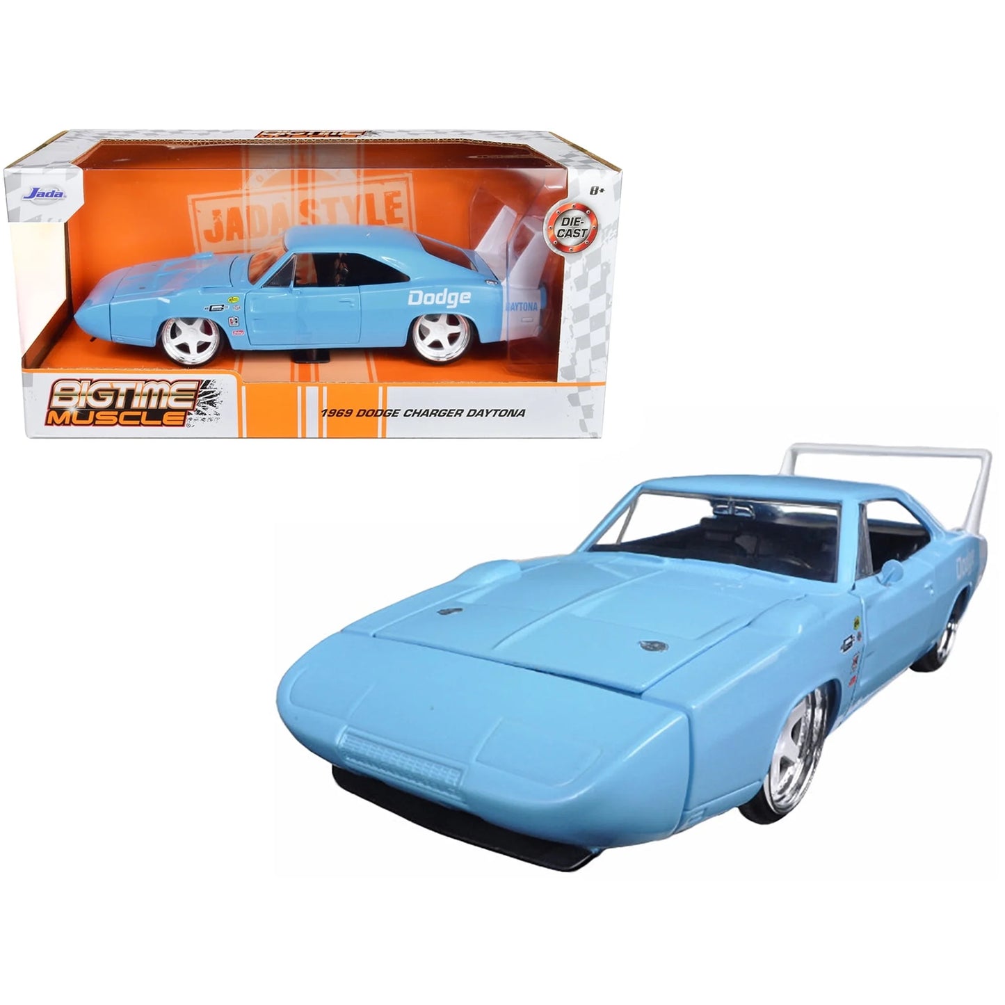 1969 Dodge Charger Daytona Light Blue with White "Bigtime Muscle" Series 1/24 Diecast Model Car by Jada 68