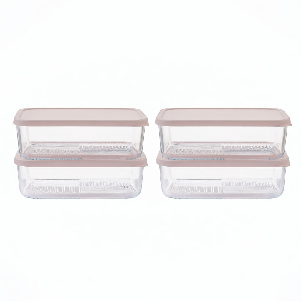 Container Culture 8-Piece Airtight Glass Food Storage Containers with Lids, 4 x 57.5oz - Berry Blush-0