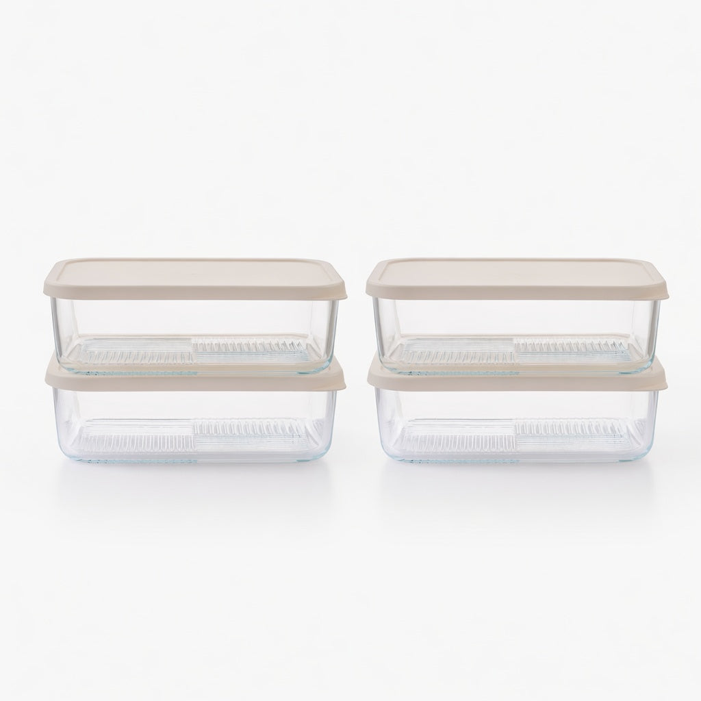 Container Culture 8-Piece Airtight Glass Food Storage Containers with Lids, 4 x 57.5oz - Vanilla Mist-0